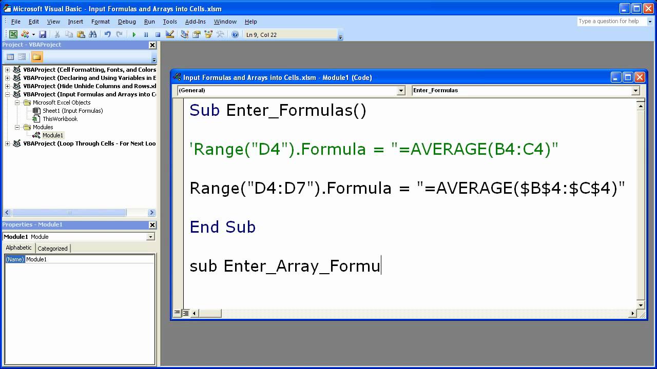 Formula array vba error 1004
